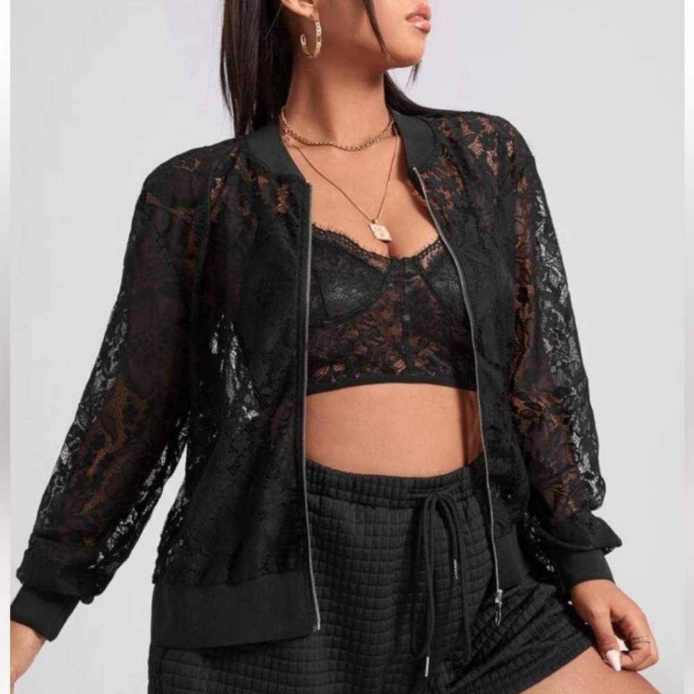 SHEIN curve lace jacket